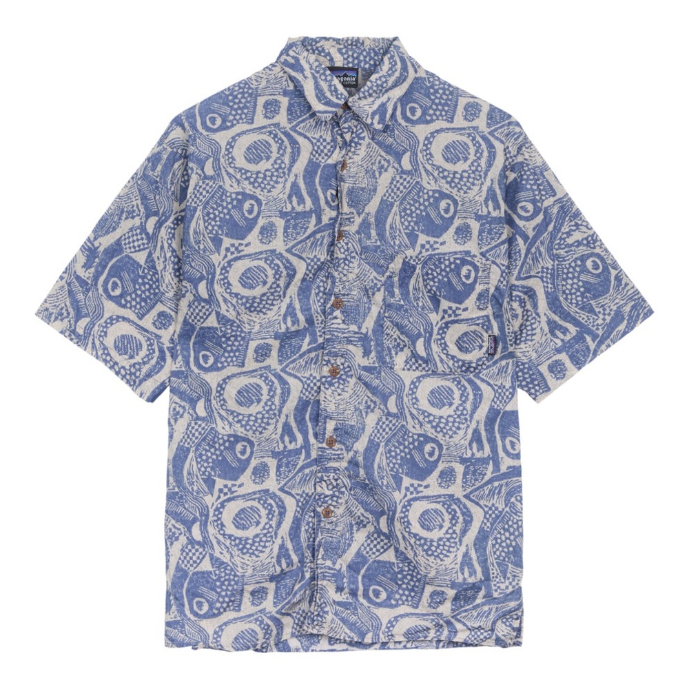 Patagonia Dreamtime Shirt Button Up Polo Blue Organic Cotton XL